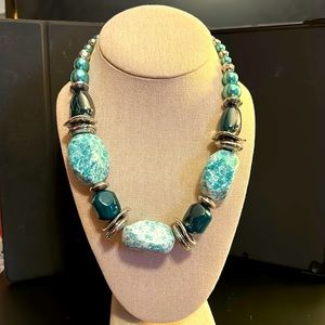 Silver/Green Beaded Necklace!
